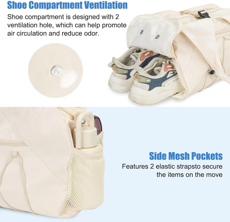 forestfish Gym Bag For Women With Yoga Mat Holder & Shoe Compartment & Wet Dry Storage Pocket & Adjustable Strap - Image 4